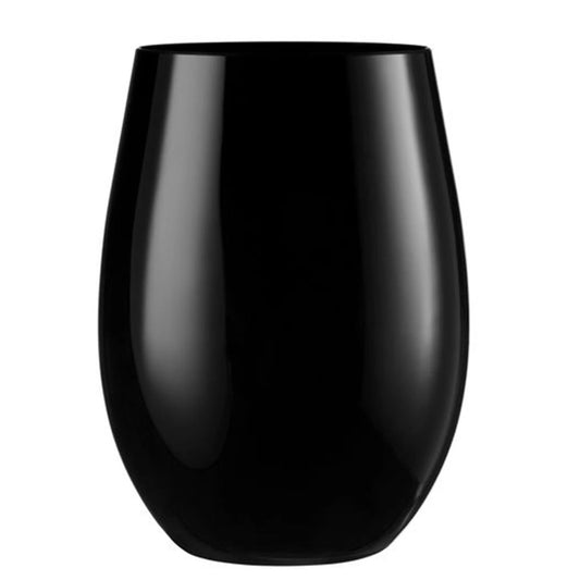 16oz Stemless Plastic Disposable Wine Goblet Black Wine Goblets Decorline