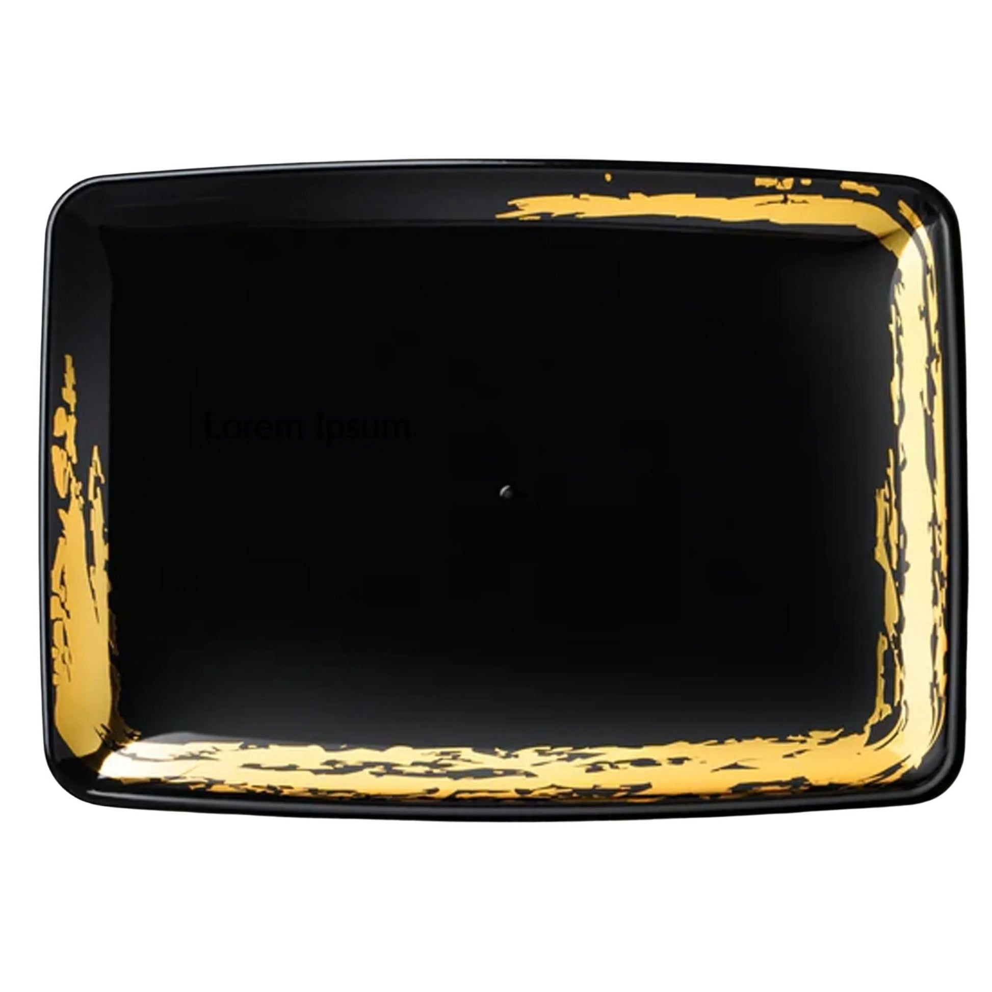 Whisk 8" x 11" Black Gold Accent Rectangle Serving Plastic Disposable Tray 2 Pack Disposable Serving Trays Decorline