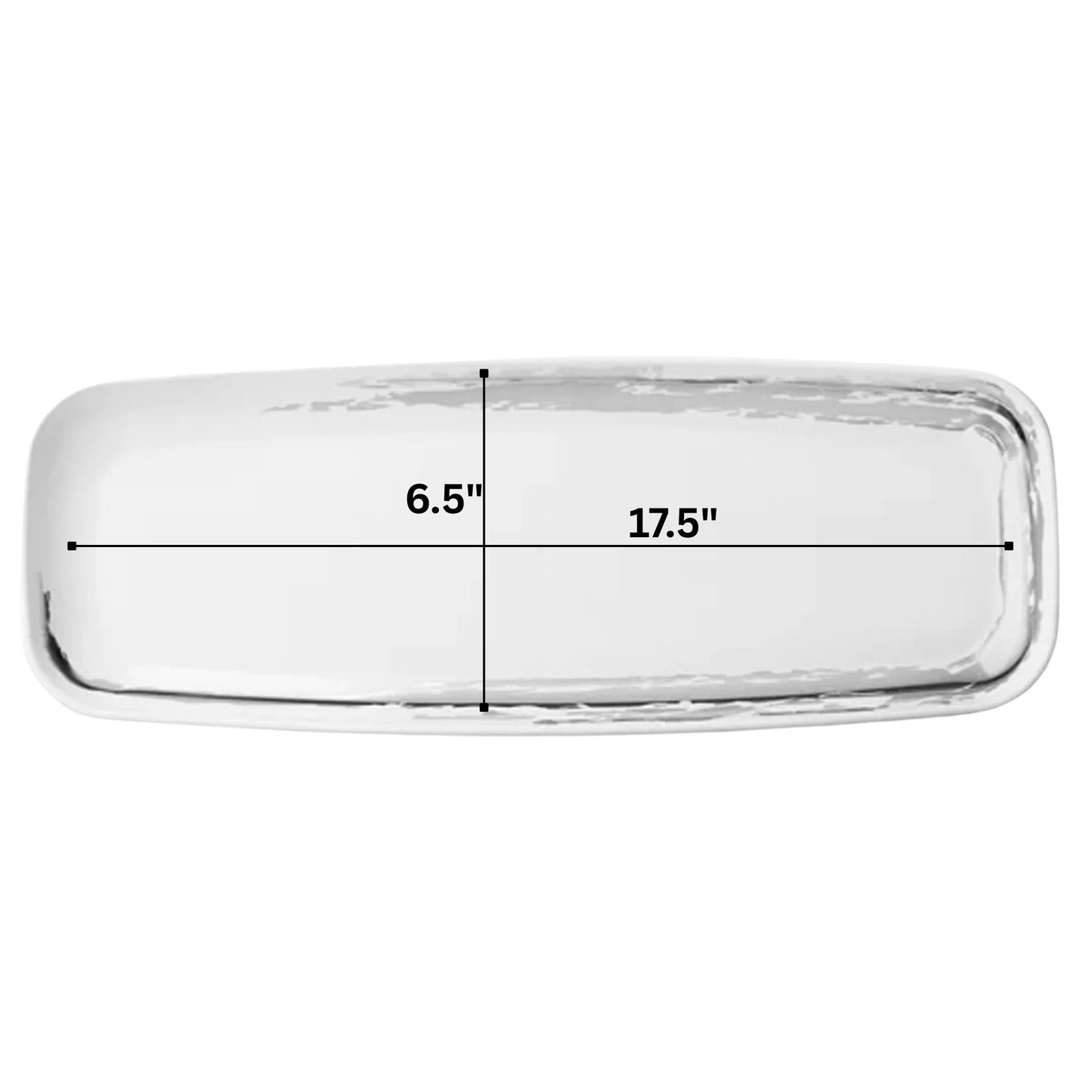 Whisk 6.5"x17.5" White Silver Accent Plastic Disposable Oval Serving Tray 2 Pack Disposable Serving Trays Decorline