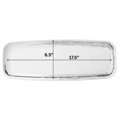 Whisk 6.5"x17.5" White Silver Accent Plastic Disposable Oval Serving Tray 2 Pack Disposable Serving Trays Decorline