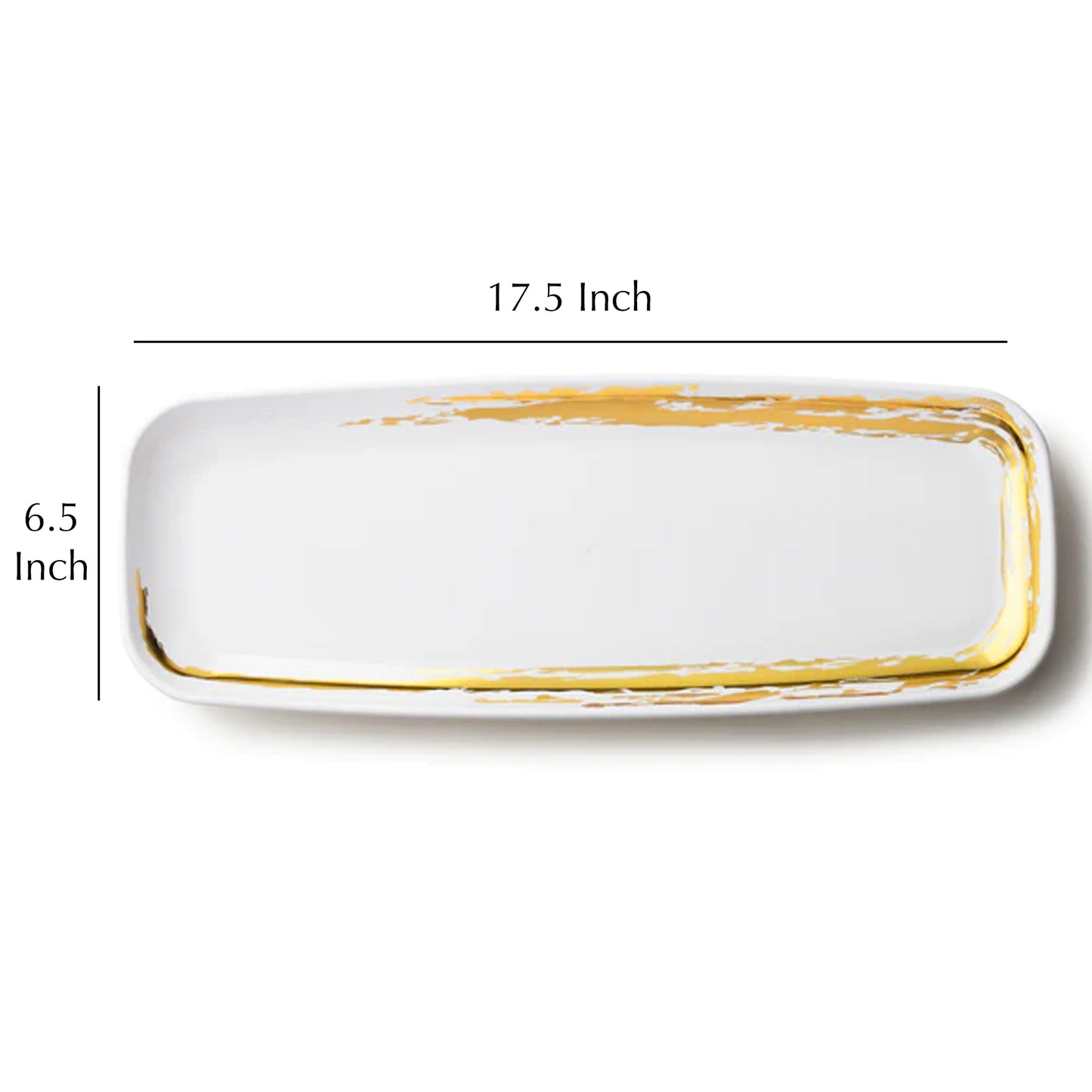 Whisk Collection White Oval Serving Tray Gold Accent 6.5" x 17.5"  Decorline   