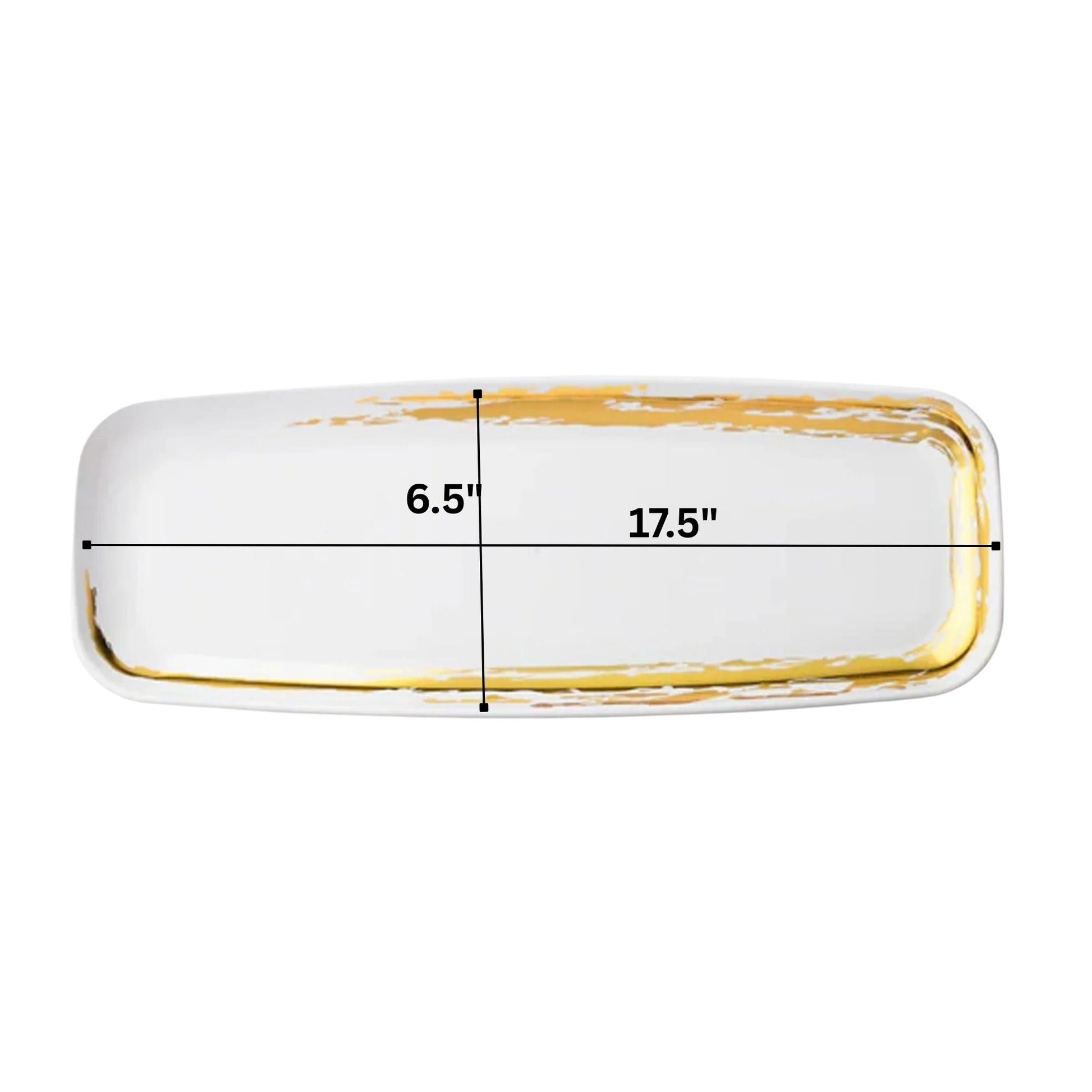 Whisk 6.5"x17.5" White Gold Accent Oval Serving Disposable Plastic Tray 2 Pack Disposable Serving Trays Decorline