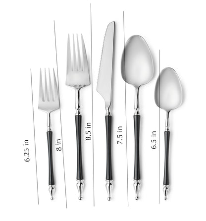 Sophisticated Cutlery 40 pcs Black / Silver Top Plastic Tableware  Sophisticate   