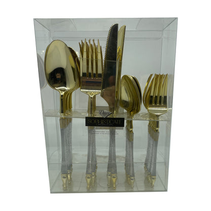 Sophisticated Cutlery 40 pcs Glitter Silver / Gold Top Plastic Tableware  Sophisticate   