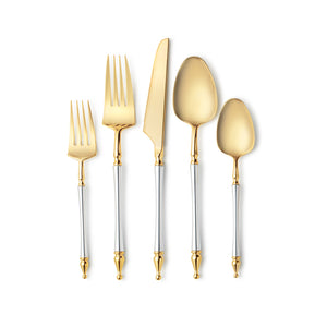 Sophisticated Cutlery 40 pcs Silver / Gold Top Plastic Tableware  Sophisticate   