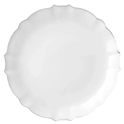 Luxe 10.25" White With Silver Rim Plastic Disposable Dinner Plates 10 Pack Disposable Plates VeZee