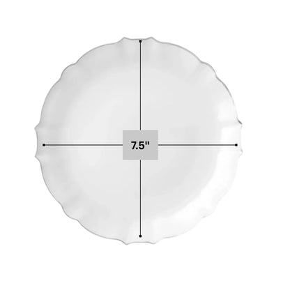 Luxe 7.5" White With Silver Rim Plastic Dessert Plates Disposable Plates VeZee