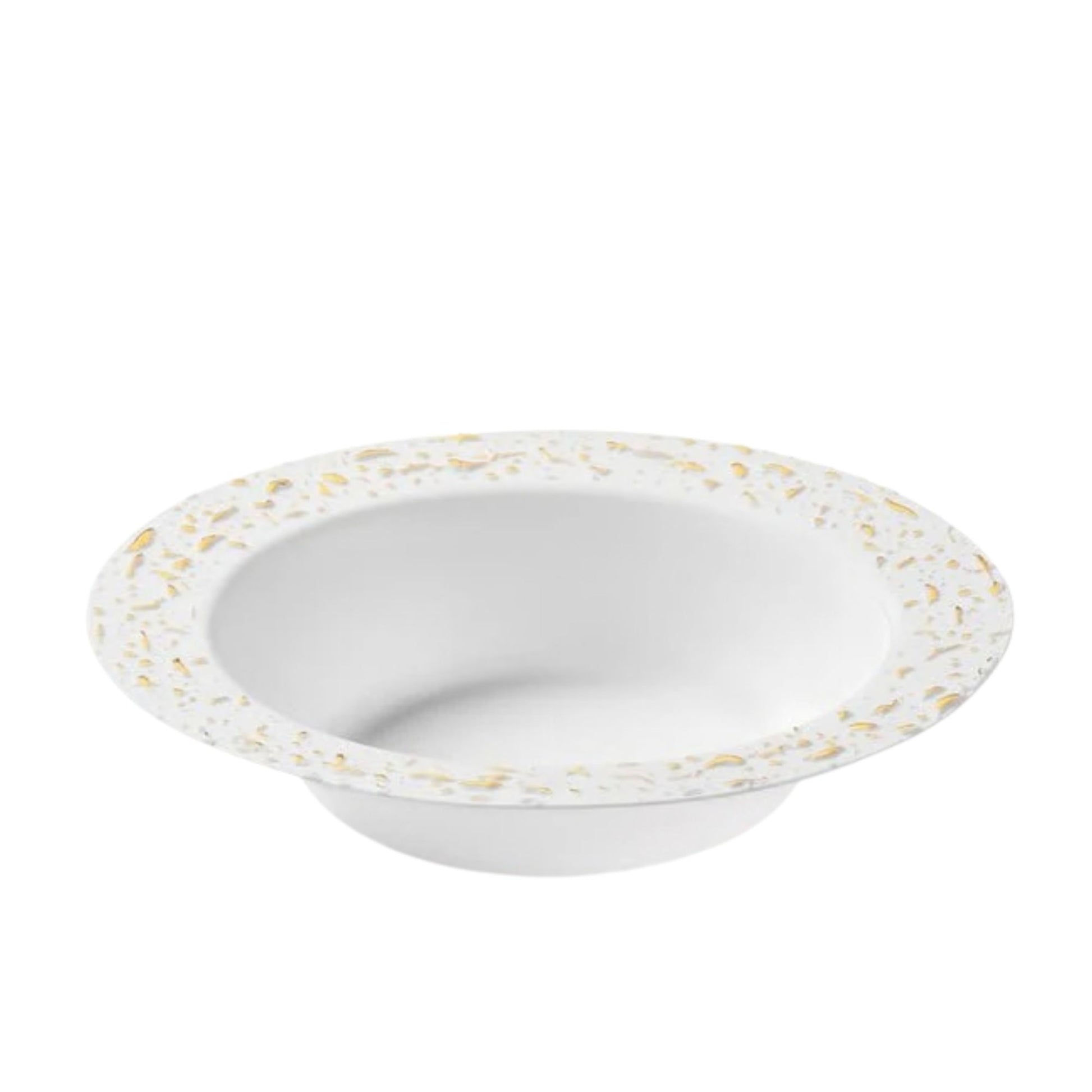 Pebbled 12oz White & Gold Plastic Disposable Bowls 12 Pack Decorline