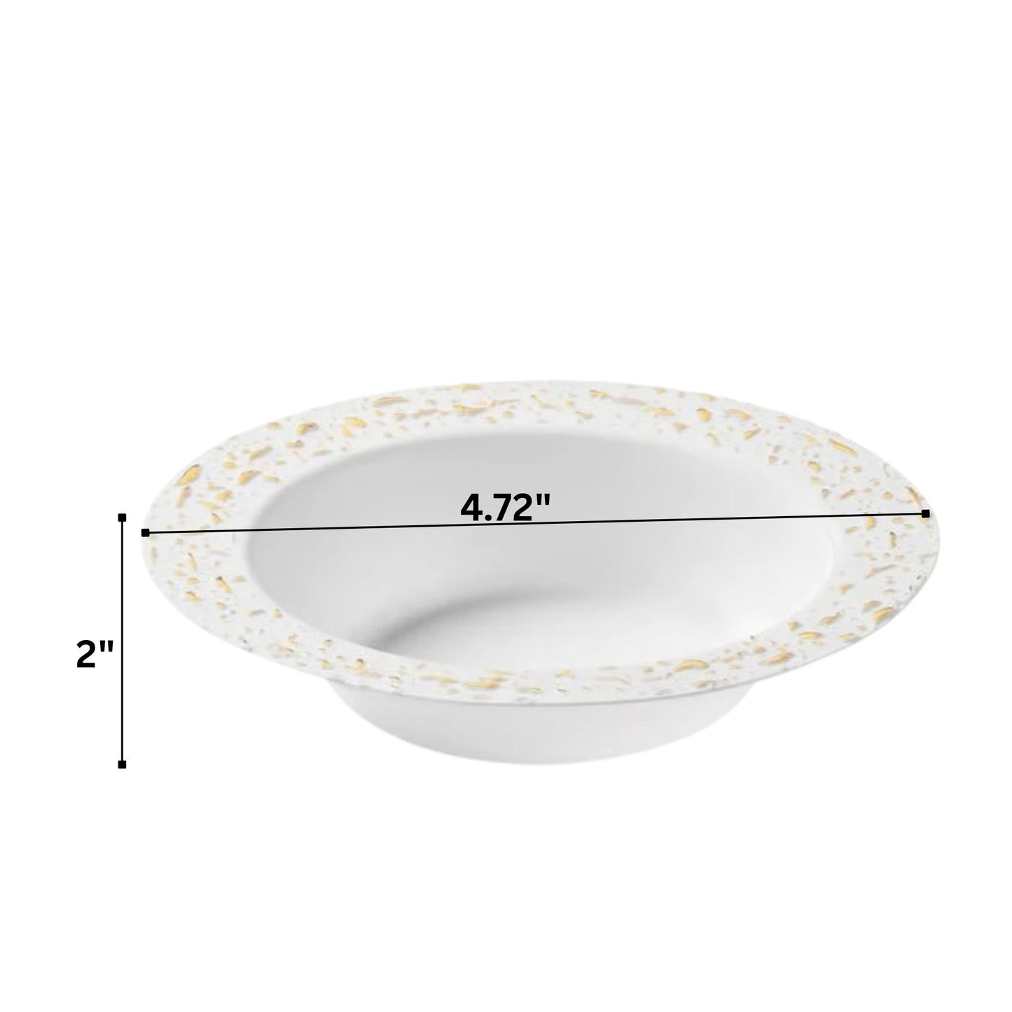 Pebbled 12oz White & Gold Plastic Disposable Bowls 12 Pack Decorline