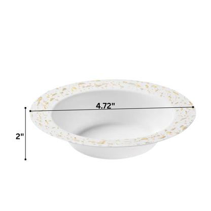 Pebbled 12oz White & Gold Plastic Disposable Bowls 12 Pack Decorline