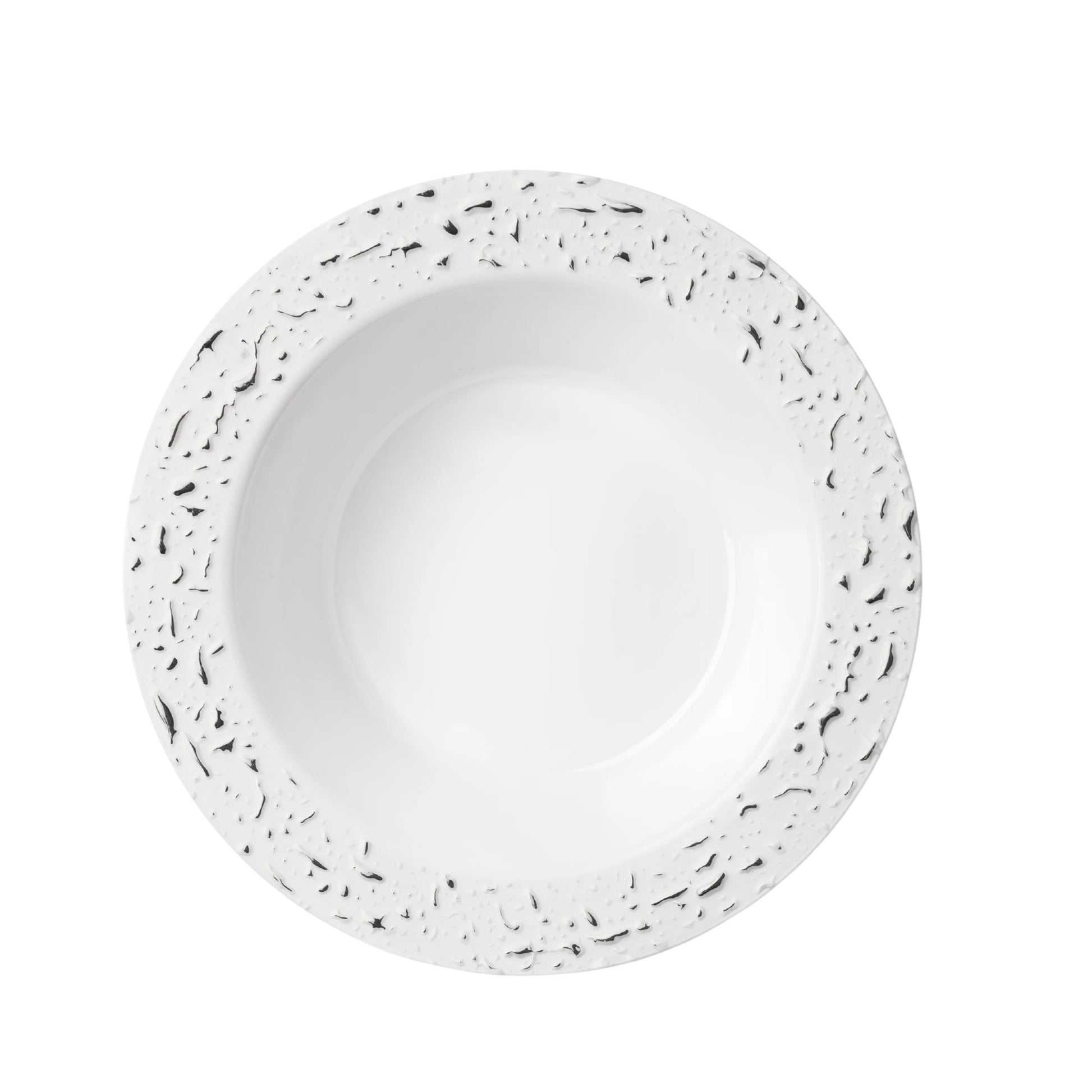 Pebbled 12oz White & Silver Plastic Disposable Bowls 10 Pack Disposable Bowls Decorline