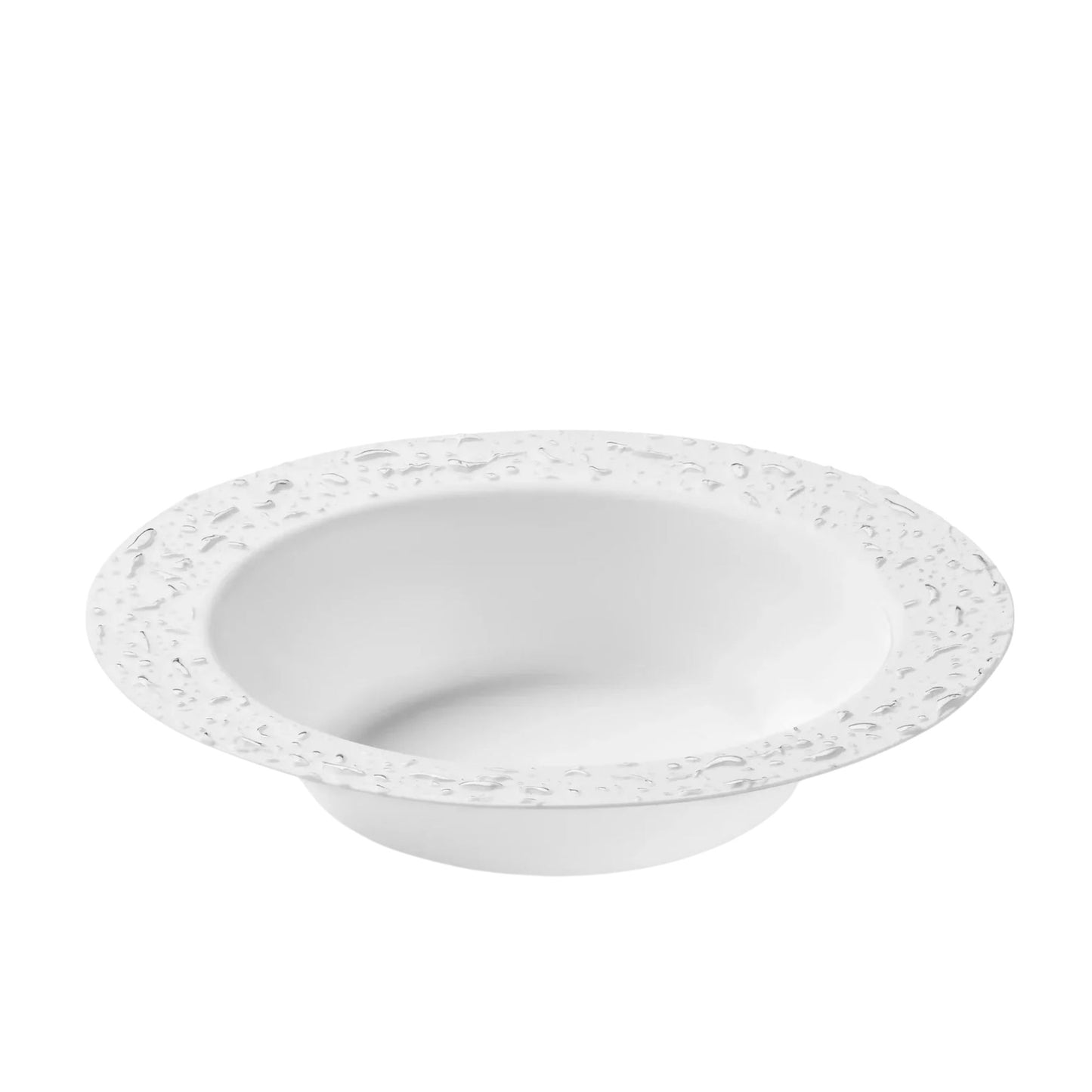 Pebbled 12oz White & Silver Plastic Disposable Bowls 10 Pack Disposable Bowls Decorline
