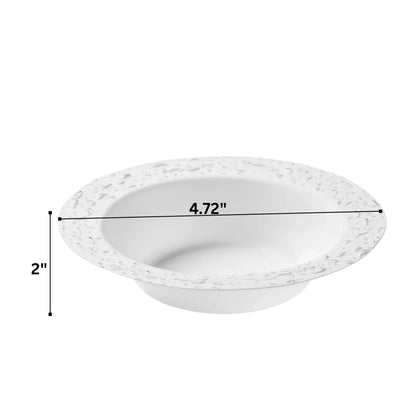 Pebbled 12oz White & Silver Plastic Disposable Bowls 10 Pack Disposable Bowls Decorline