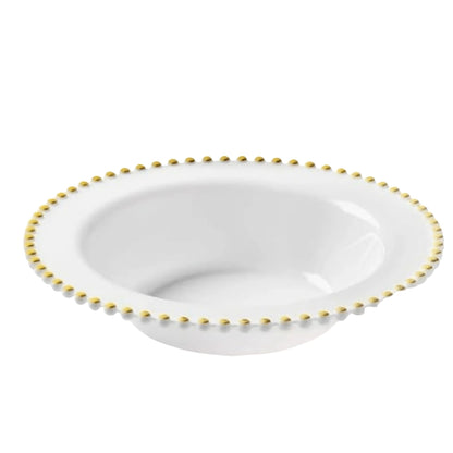 Beaded 14oz White & Gold EXTRA Heavyweight Plastic Bowl Disposable Bowls Decorline