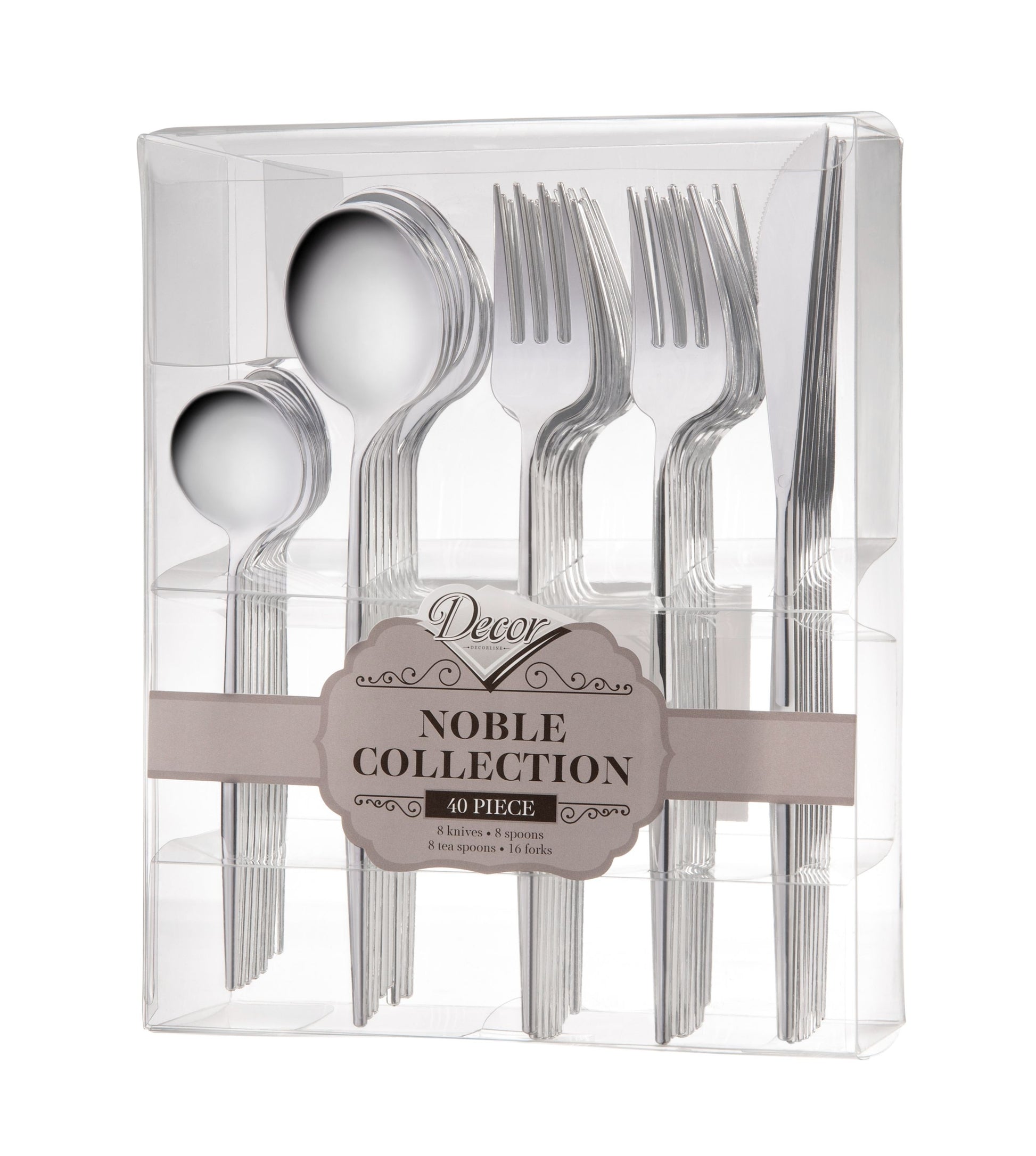 Noble Collection Shiny Silver Flatware Set Tablesettings Decorline   