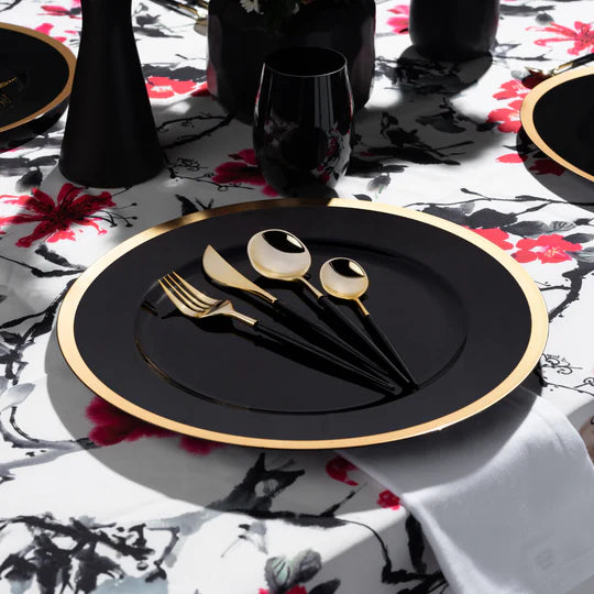 Noble Collection Shiny Gold Top/Black Bottom Flatware Set Tablesettings Decorline