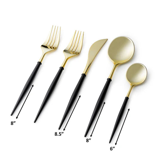 Noble Collection Shiny Gold Top/Black Bottom Flatware Set Tablesettings Decorline   