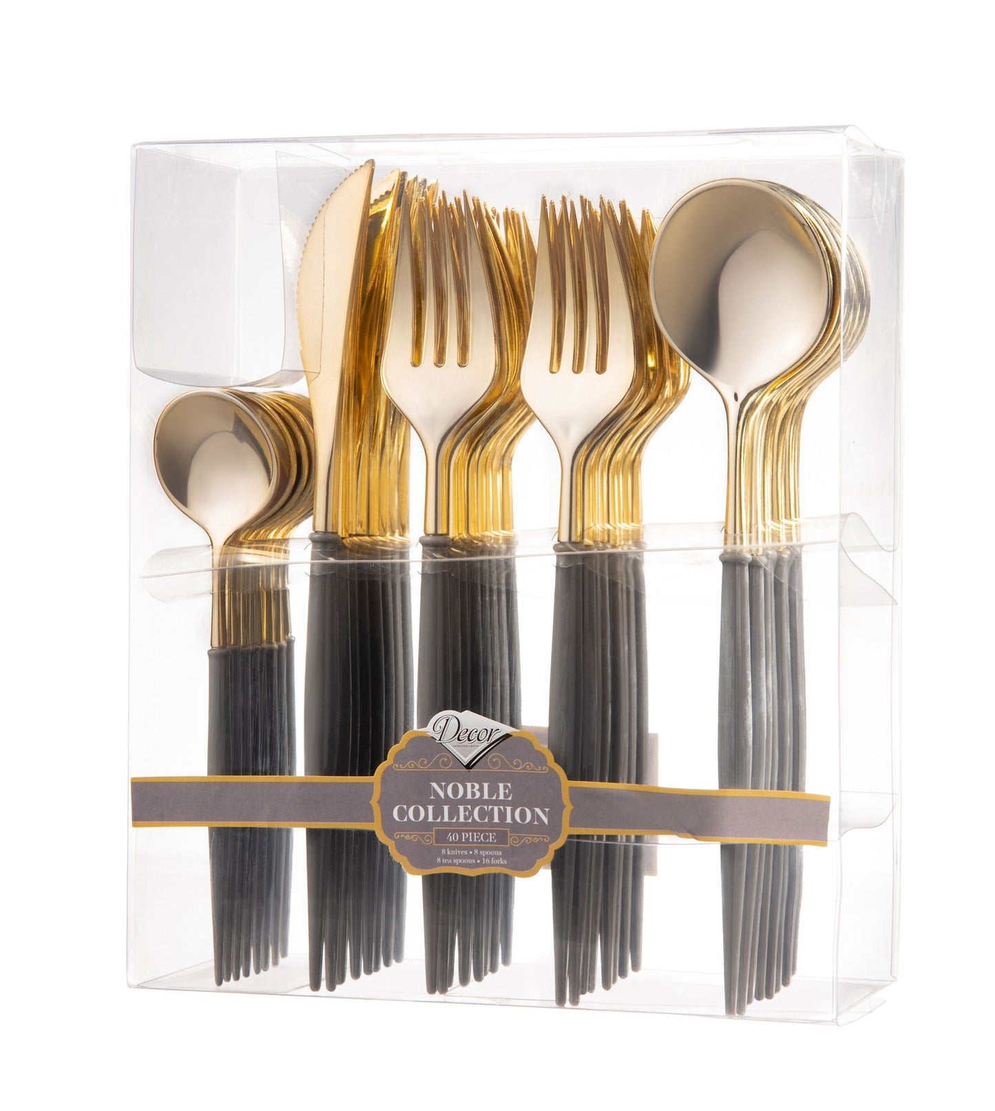 Noble Collection Shiny Gold Top/Black Bottom Flatware Set Tablesettings Decorline