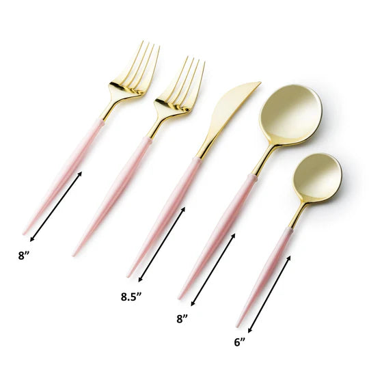 Noble Collection Shiny Gold Top/blush Pink Bottom Flatware Set Tablesettings Decorline   