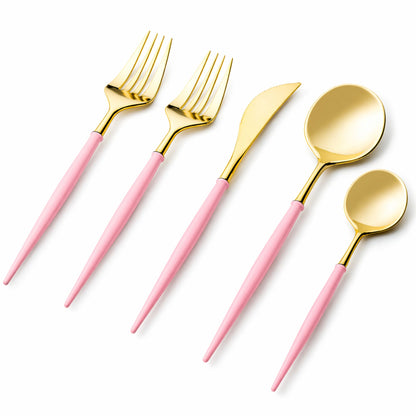 Noble Gold Top/Pink Bottom Plastic Cutlery Set 40 Pack Cutlery Set Decorline
