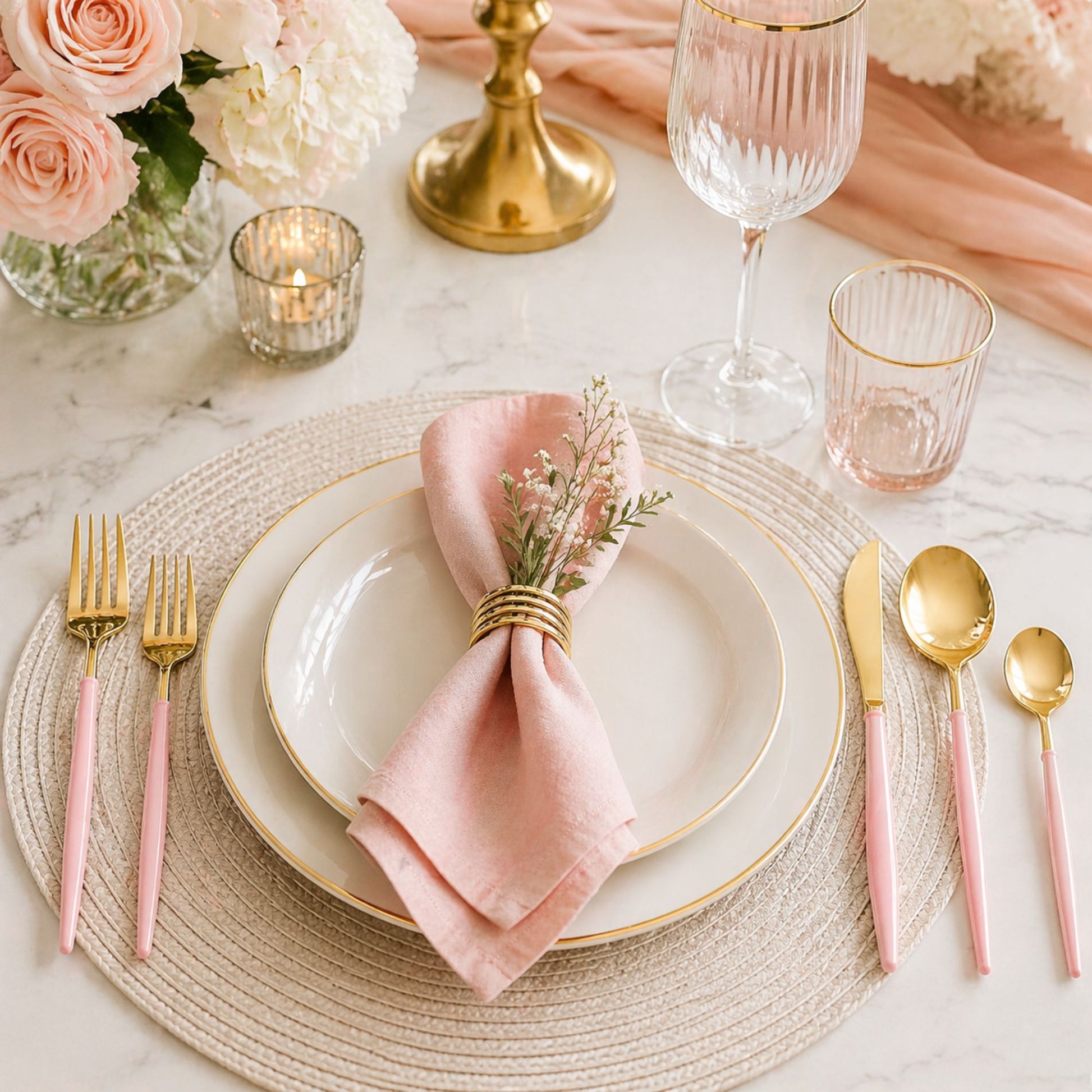 Noble Gold Top/Pink Bottom Plastic Cutlery Set 40 Pack Cutlery Set Decorline
