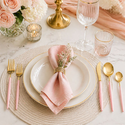 Noble Gold Top/Pink Bottom Plastic Cutlery Set 40 Pack Cutlery Set Decorline
