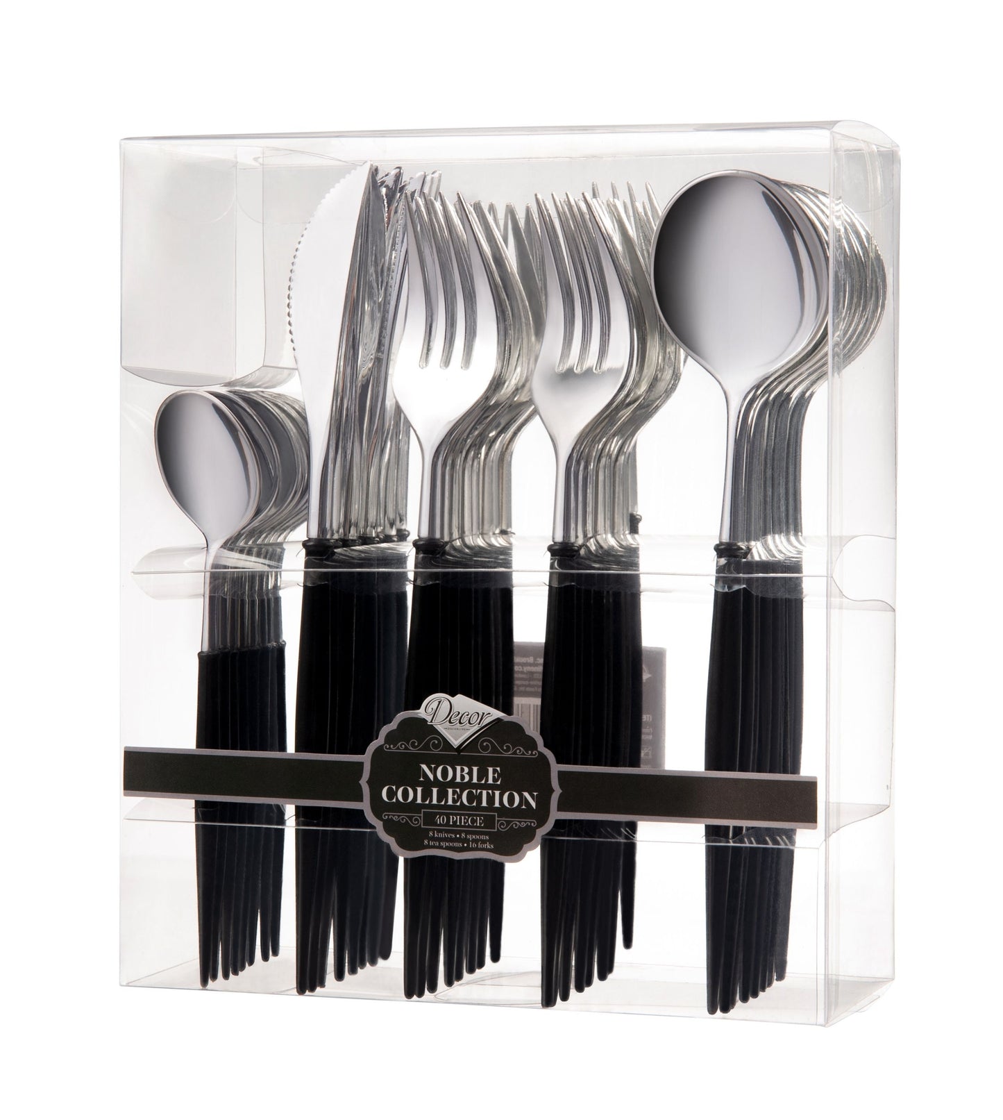 Noble Collection Shiny Silver Top/Black Bottom Flatware Set Tablesettings Decorline   