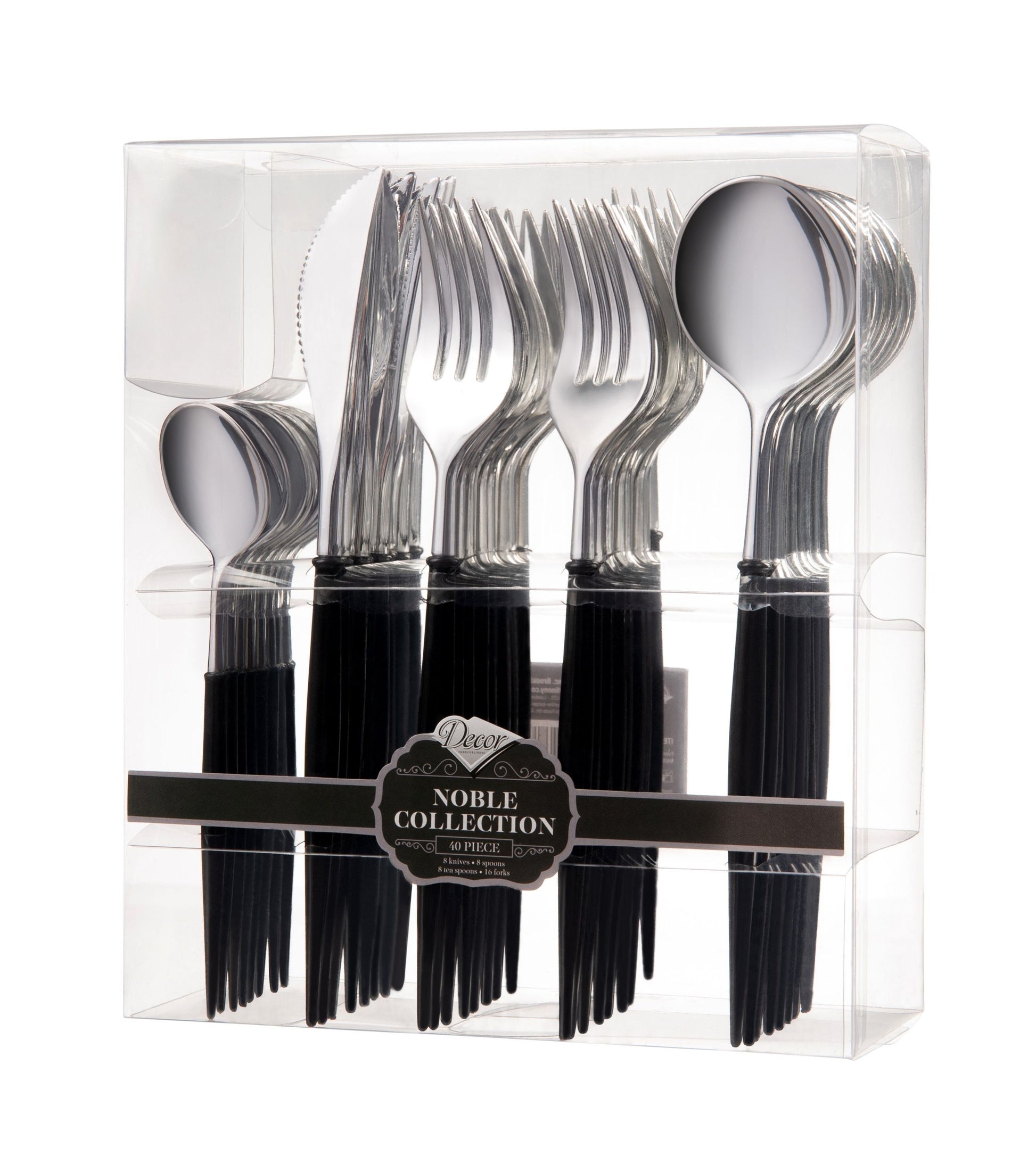 Noble Collection Shiny Silver Top/Black Bottom Flatware Set Tablesettings Decorline