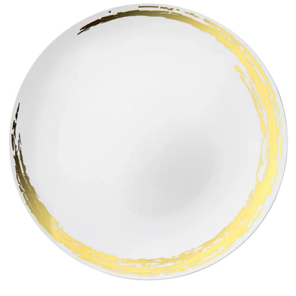 Whisk 10.25" White & Gold Disposable Plastic Dinner Plate 10 Pcs Disposable Plates Decorline