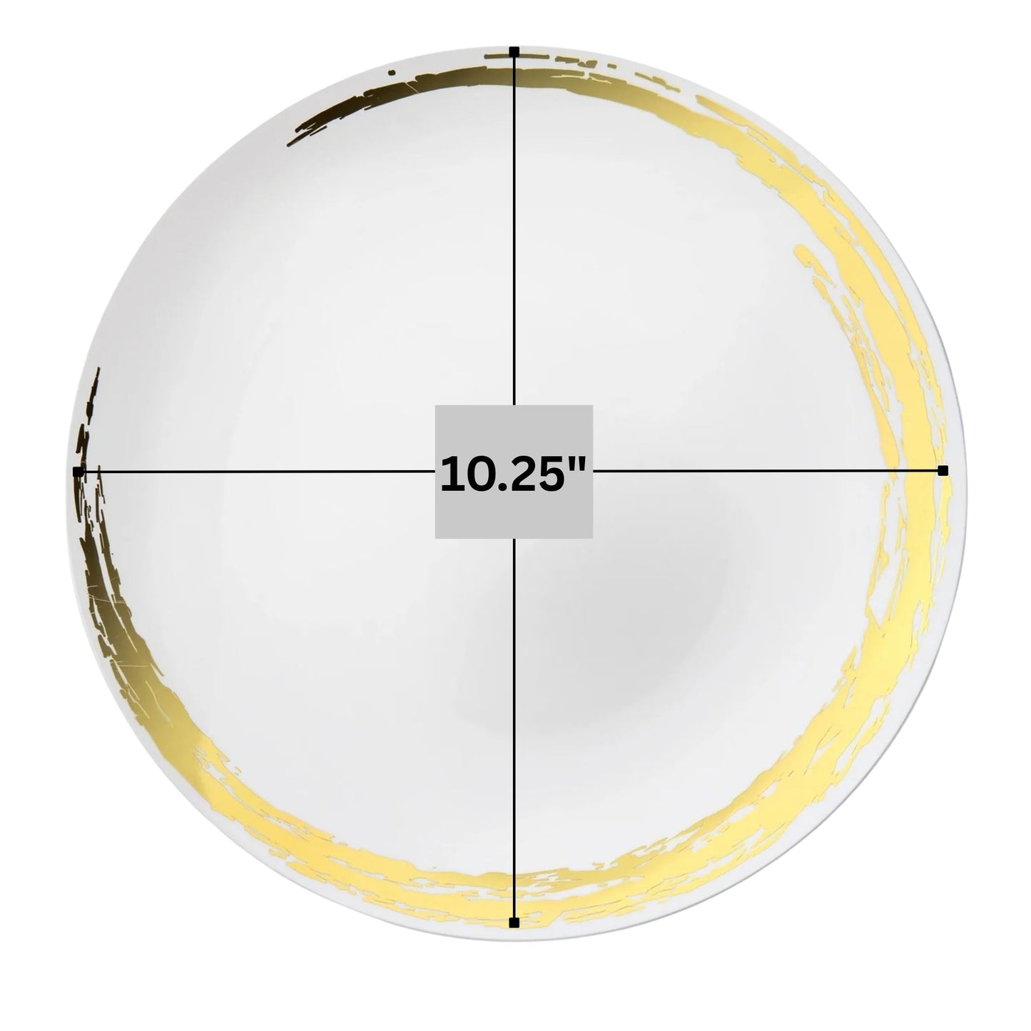 Whisk 10.25" White & Gold Disposable Plastic Dinner Plate 10 Pcs Disposable Plates Decorline