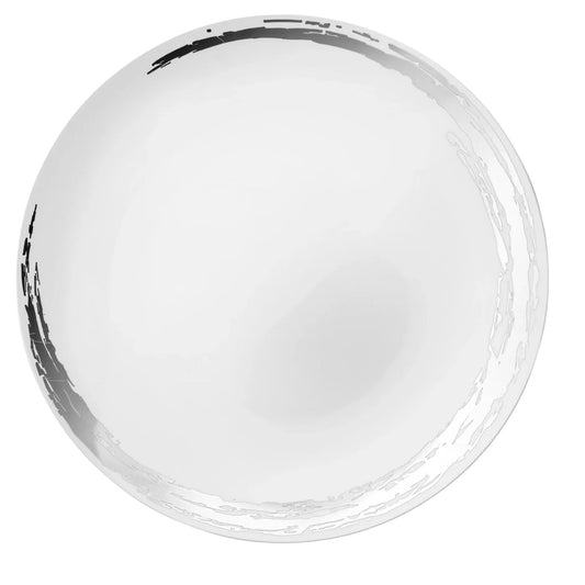 Whisk 10.25" White & Silver Disposable Plastic Dinner Plate 10 Pack Disposable Plates Decorline