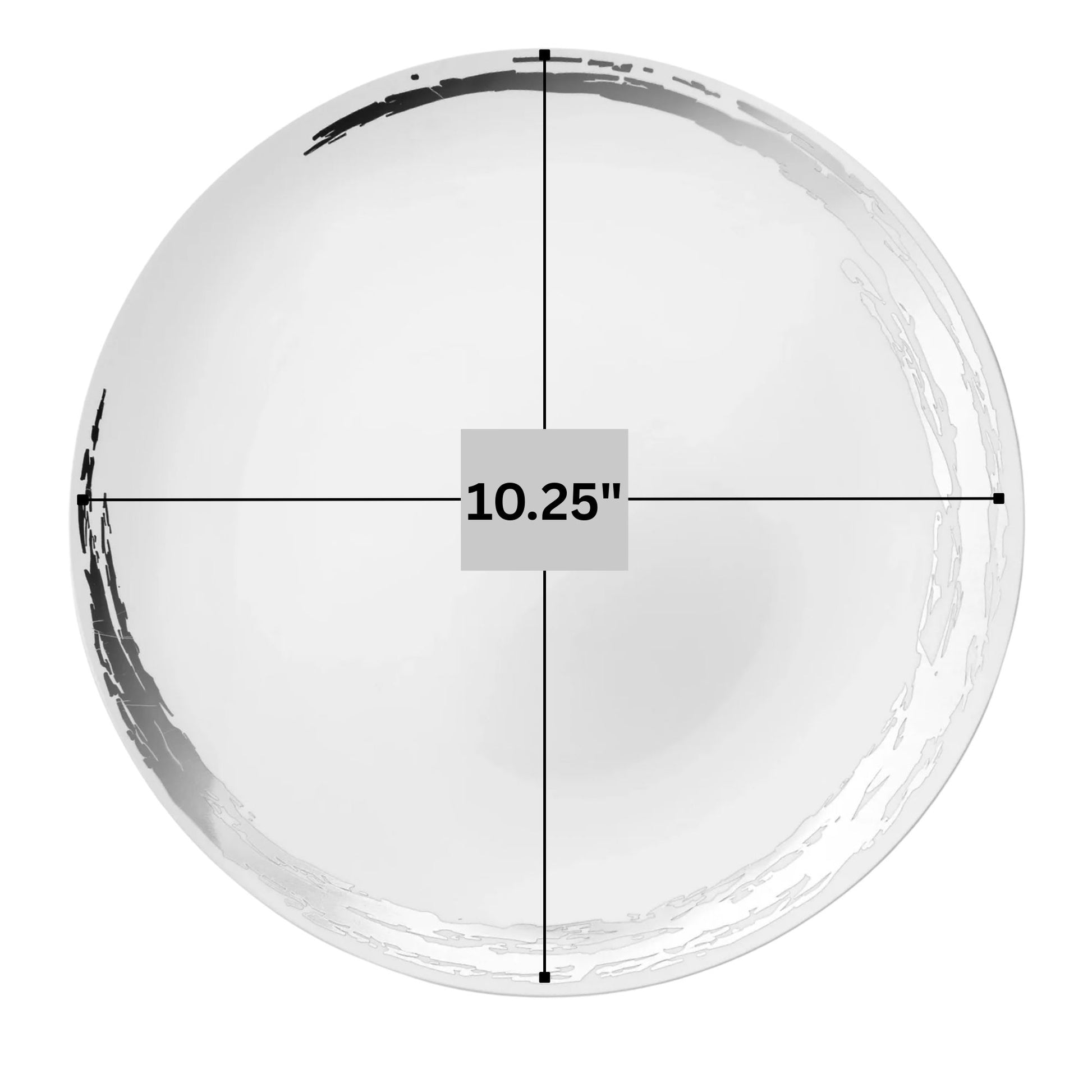 Whisk 10.25" White & Silver Disposable Plastic Dinner Plate 10 Pack Disposable Plates Decorline