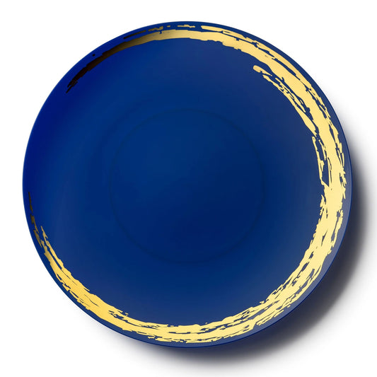 Whisk Collection 10.25" Blue & Gold Plastic Dinner Plates 10CT Tablesettings Decorline