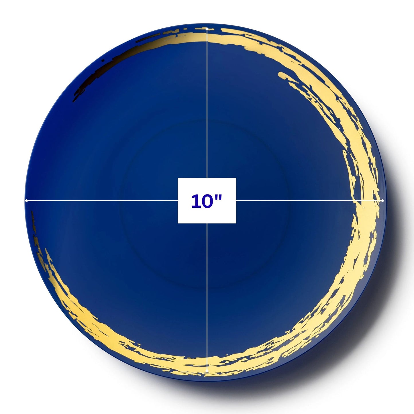 Whisk Collection 10.25" Blue & Gold Plastic Dinner Plates 10CT Tablesettings Decorline