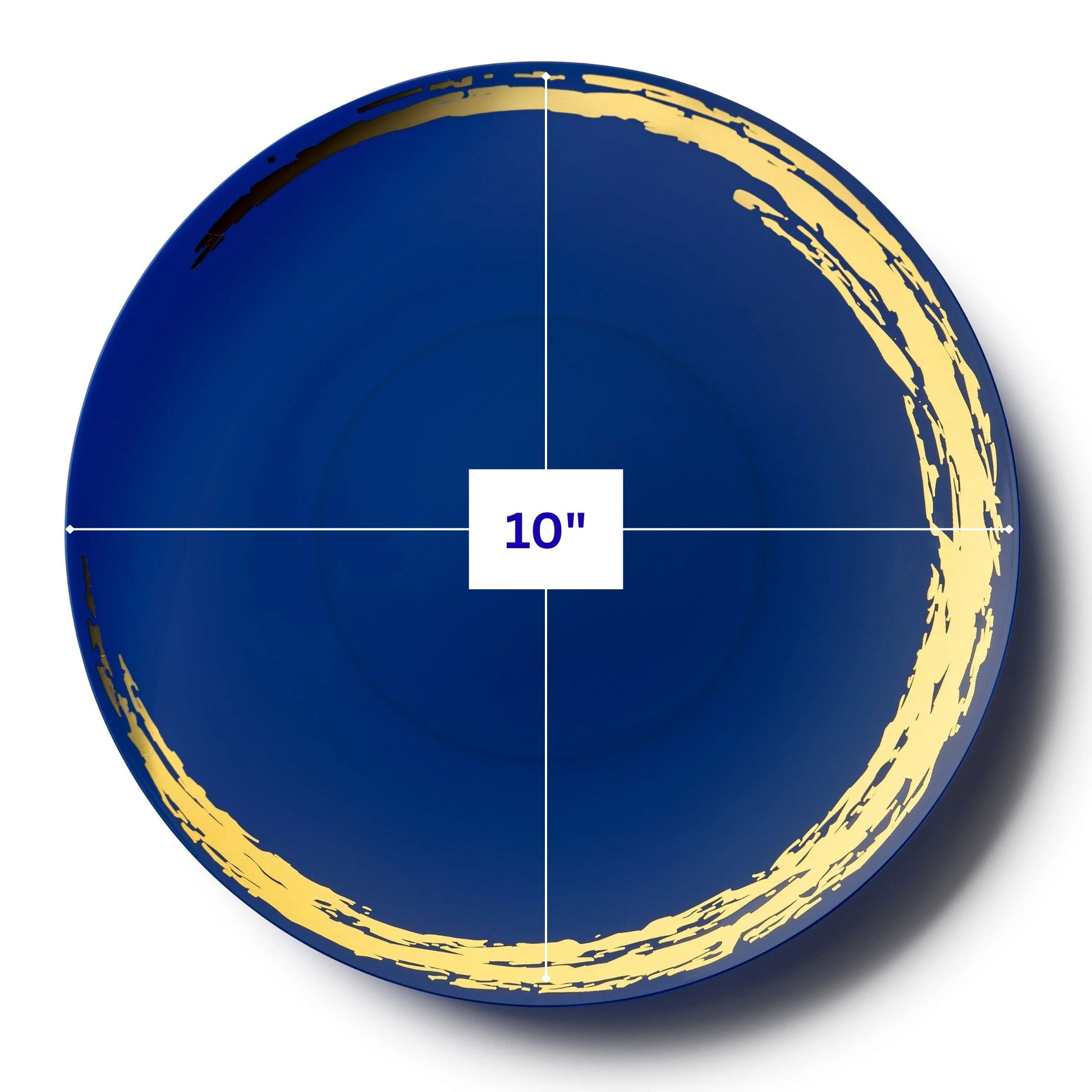 Whisk Collection 10.25" Blue & Gold Plastic Dinner Plates 10CT Tablesettings Decorline