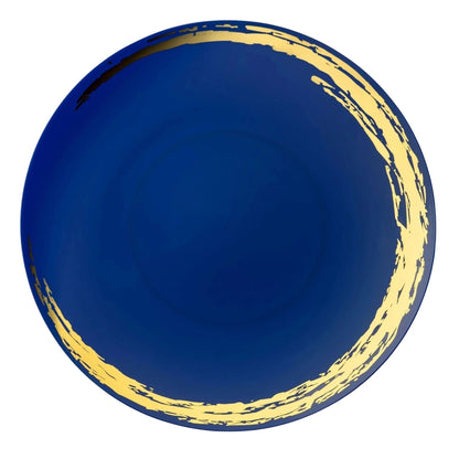 10.25" Blue & Gold Plastic Dinner Plates-Whisk -10 Pack Disposable Plates Decorline