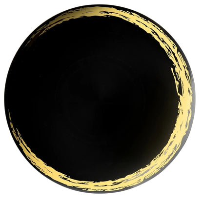 Whisk 10.25" Black & Gold Disposable Plastic Dinner Plates 10 Pcs Disposable Plates Decorline