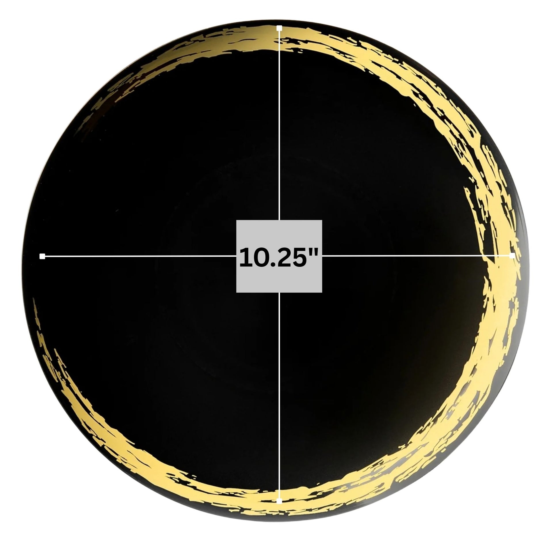 Whisk 10.25" Black & Gold Disposable Plastic Dinner Plates 10 Pcs Disposable Plates Decorline