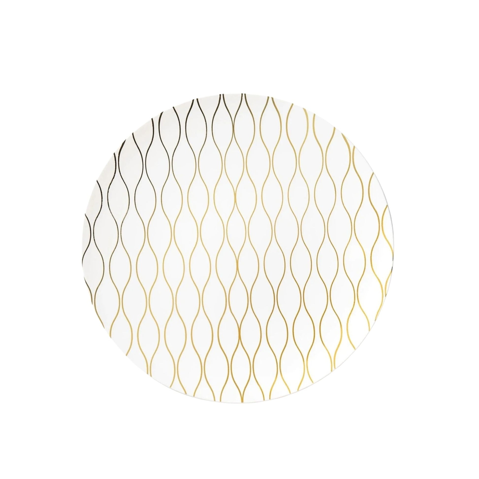 Whisk 7.5" White & Gold Disposable Plastic Appetizer/Dessert Plate 10 Pack Disposable Plates Decorline