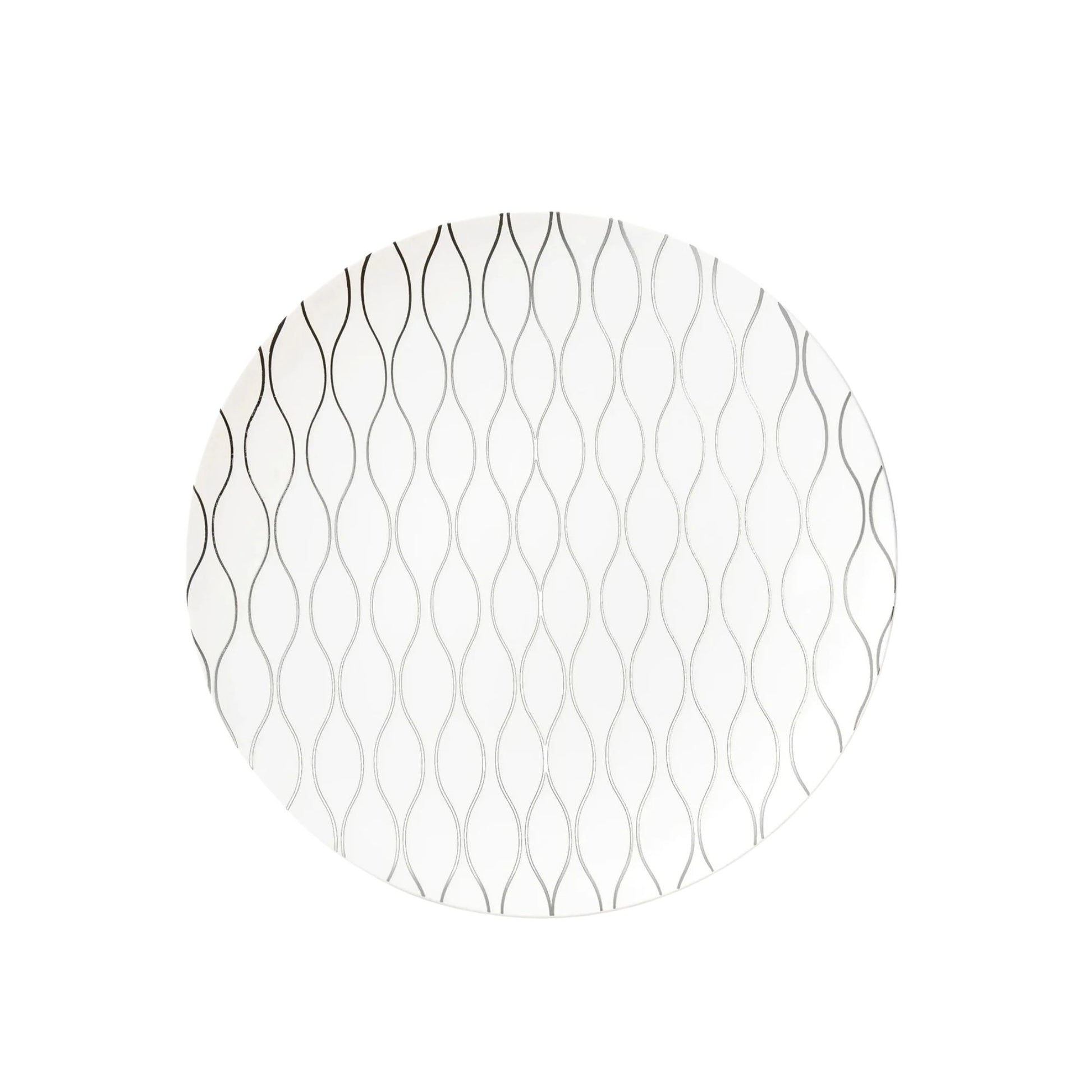 Whisk 7.5" White & Silver Plastic Appetizer/Dessert Plate 10 Pack Disposable Plates Decorline