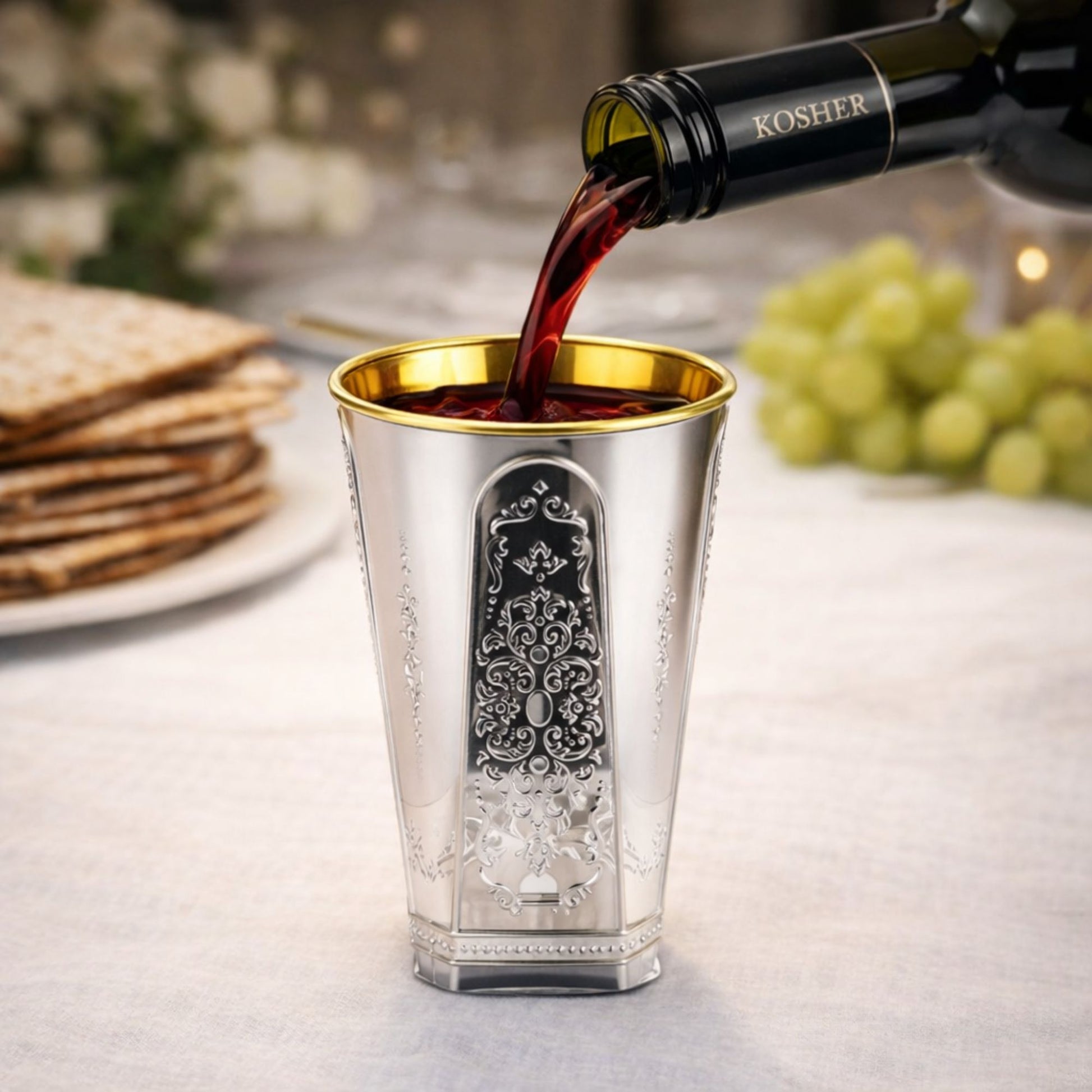 5oz Plastic Wine Kiddush Cup Regal Square Bottom 10 Pack Religious Items Decorline