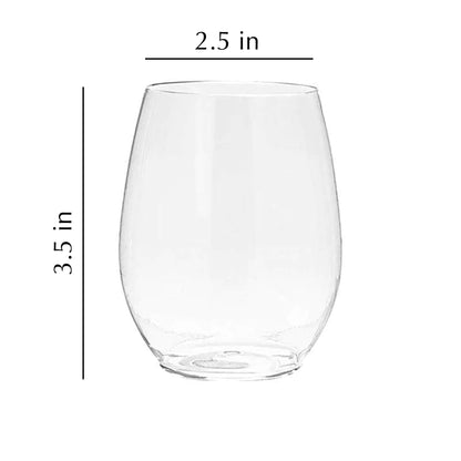 Stemless Clear Plastic Wine Goblet 12oz  Decorline   