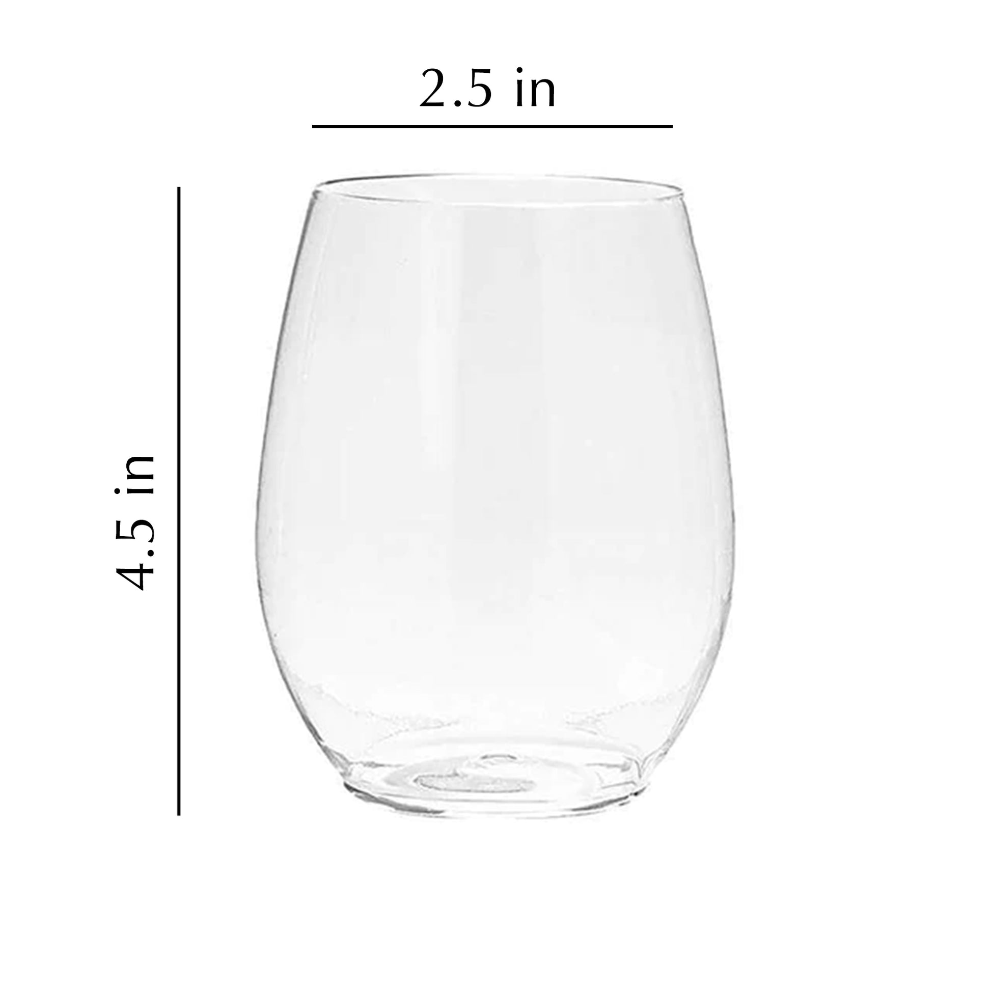Stemless Clear Plastic Wine Goblet 16oz  Decorline   
