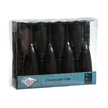 Black Plastic Champagne Cup 6oz  Decorline   
