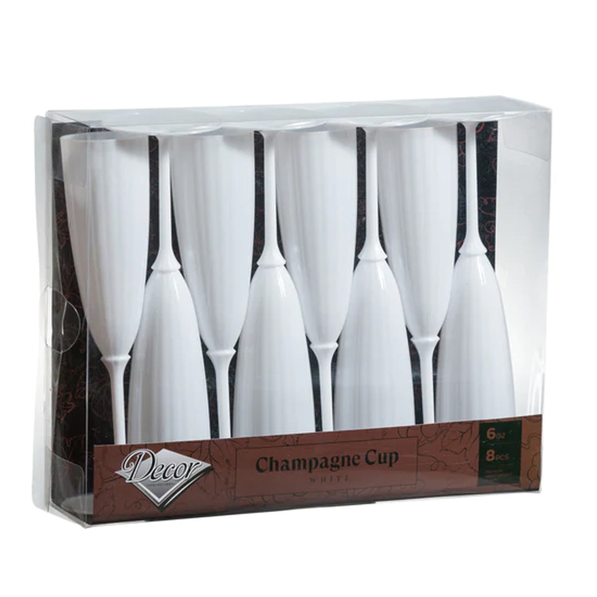 White Plastic Champagne Cup 6oz  Decorline   