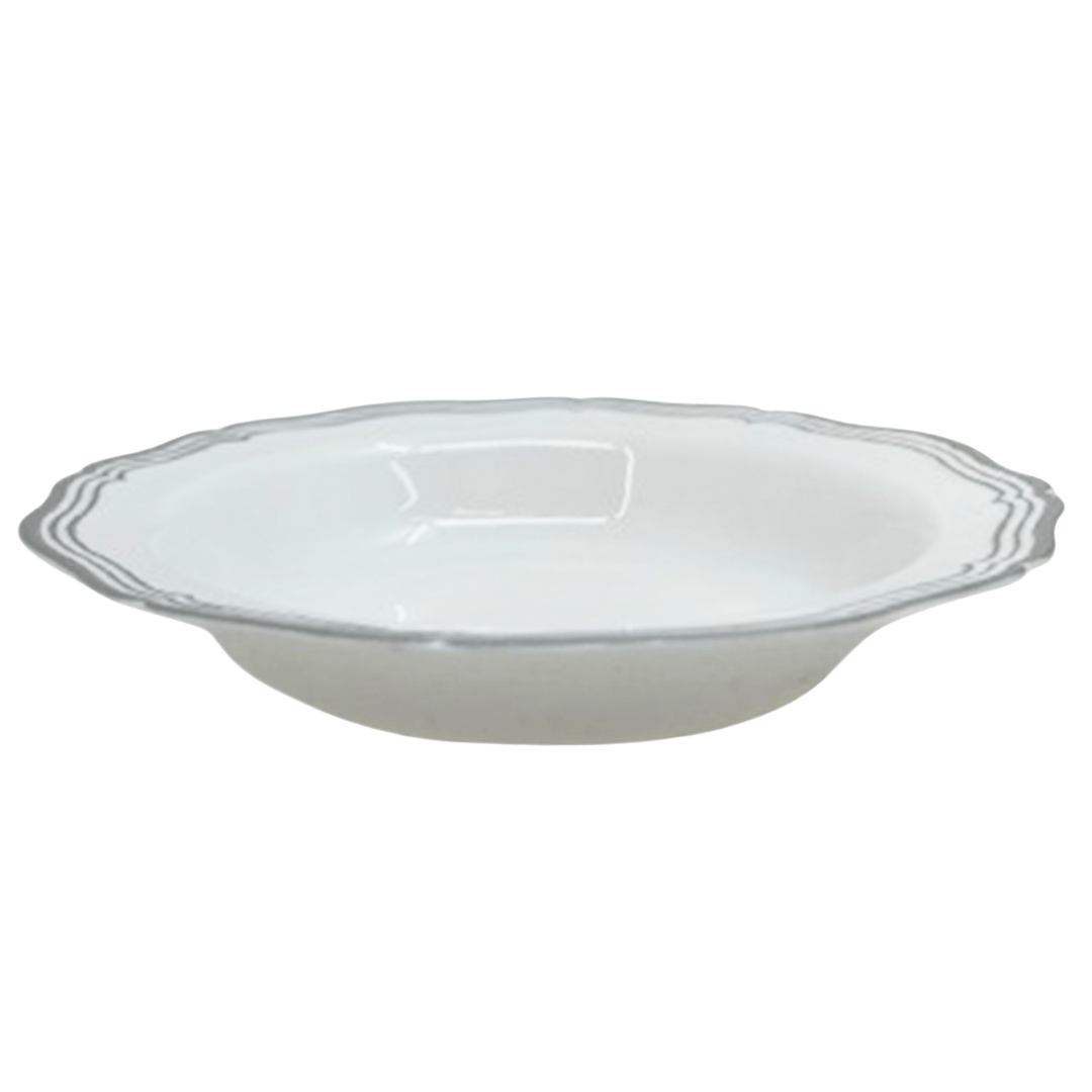 Aristocrat Collection 7.5" White & Silver Plastic Soup Bowls 10CT Tablesettings Decorline