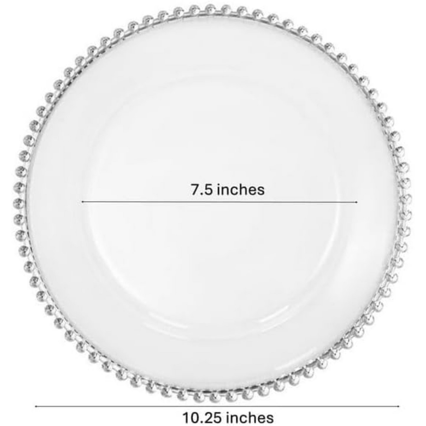 White & Silver Beaded EXTRA HEAVY Weight 10.25" Plastic Diner Plates  Decorline   