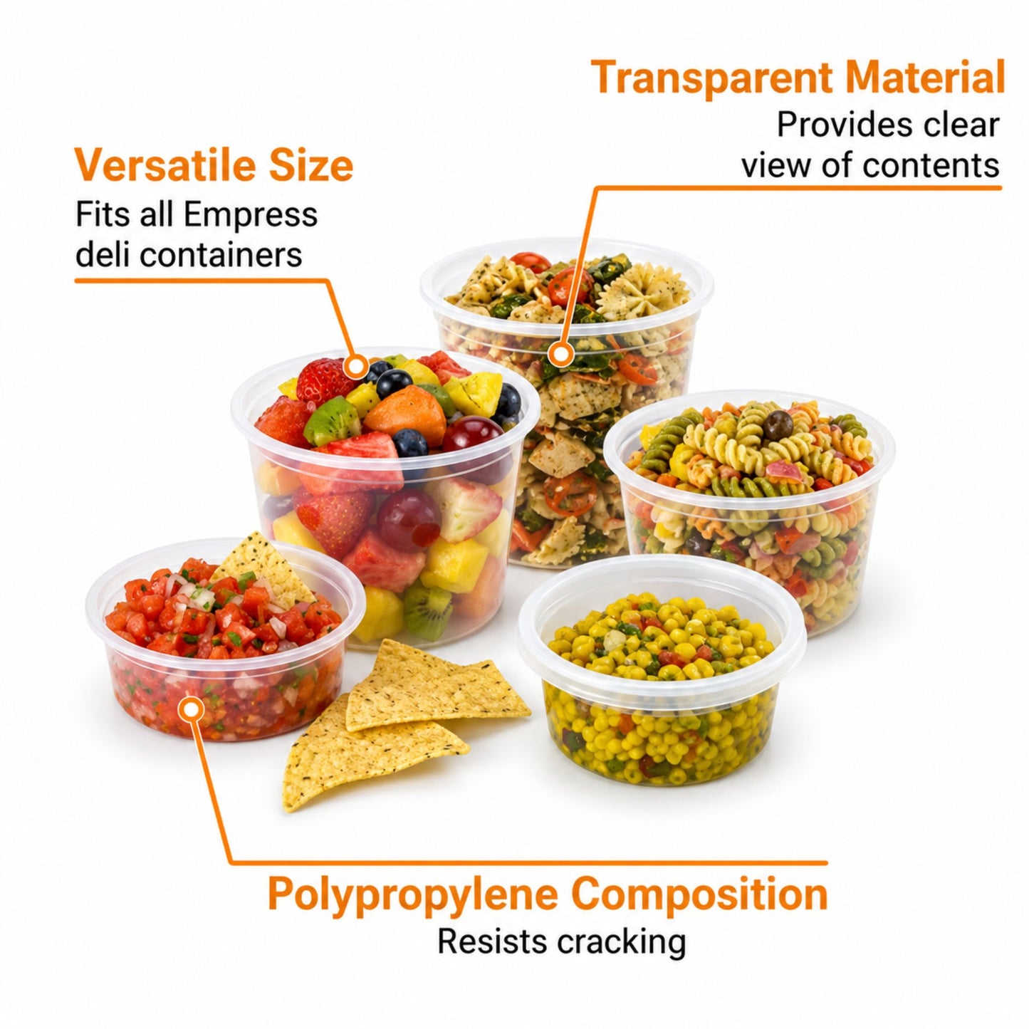 *WHOLESALE* 32oz Heavy Duty Plastic Disposable | Deli Containers with Lids Food Storage & Serving VeZee