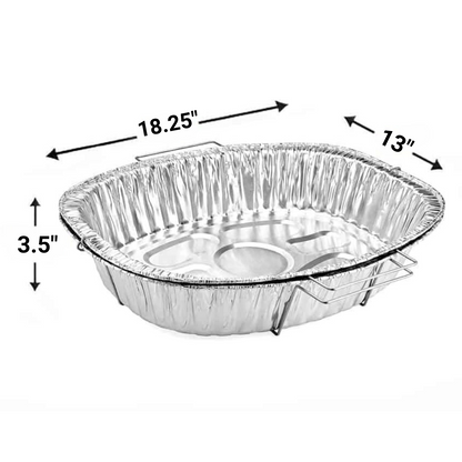 Disposable Aluminum Oval 18.25X13X3.5 inches Turkey Roaster Handle Rack Roaster Disposable VeZee   