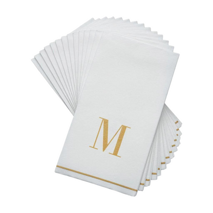 Letter M Gold Monogram Paper Disposable Dinner Napkins | 14 Napkins Napkins Luxe Party NYC   